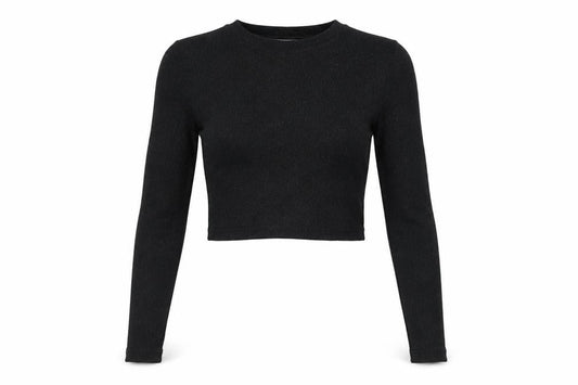 Womens UK Size S Pull&Bear Black Cropped T-Shirt