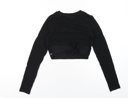 Womens UK Size S Pull&Bear Black Cropped T-Shirt