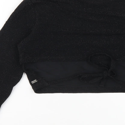 Womens UK Size S Pull&Bear Black Cropped T-Shirt