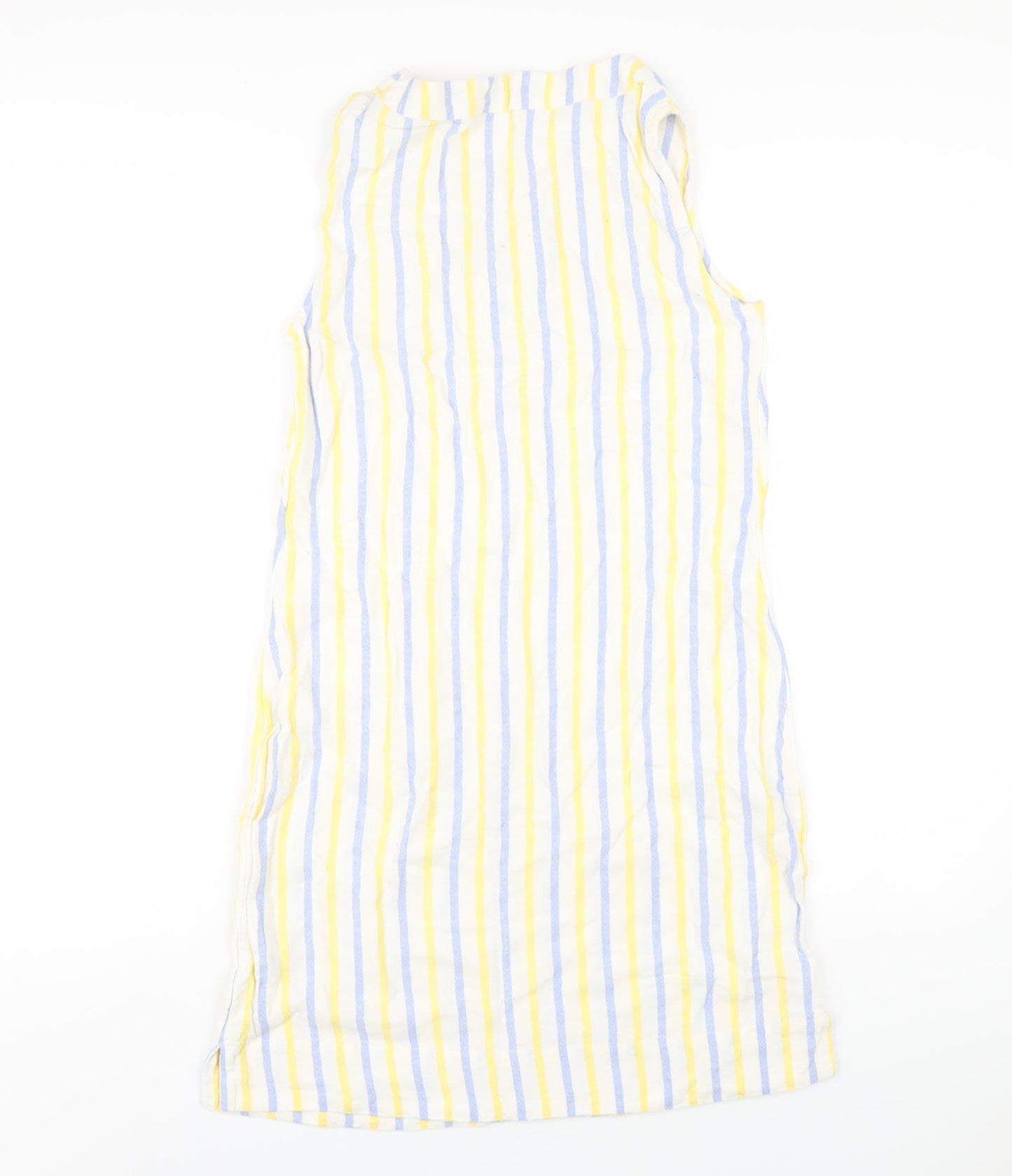 Marks and Spencer Womens Multicoloured Striped Linen Tank Dress Size 8 V-Neck Pullover
