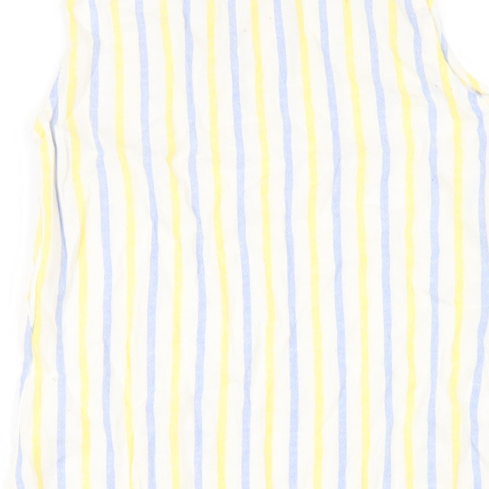 Marks and Spencer Womens Multicoloured Striped Linen Tank Dress Size 8 V-Neck Pullover