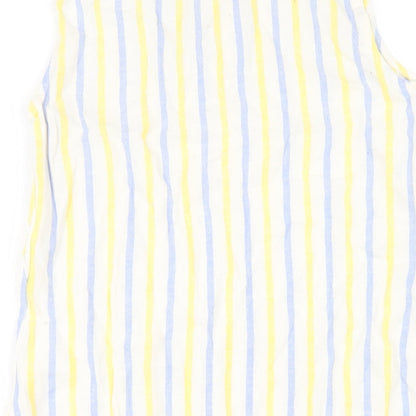 Marks and Spencer Womens Multicoloured Striped Linen Tank Dress Size 8 V-Neck Pullover