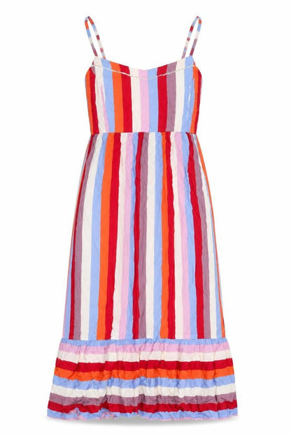 Marks and Spencer Womens Multicoloured Striped Viscose A-Line Size 8 V-Neck Pullover