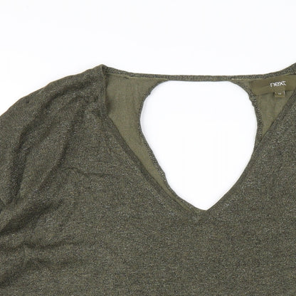 NEXT Womens Green V-Neck Viscose Pullover Jumper Size 12