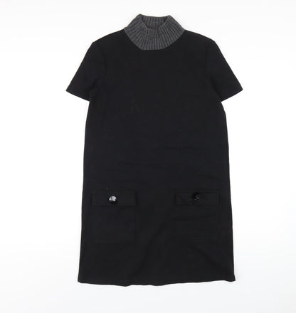 Zara Womens Black Polyester A-Line Size S Mock Neck Pullover