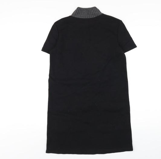 Zara Womens Black Polyester A-Line Size S Mock Neck Pullover