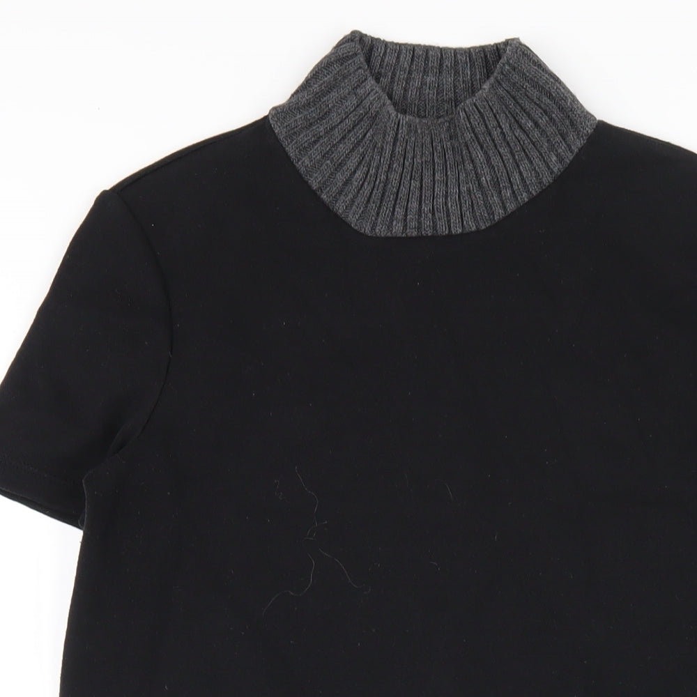 Zara Womens Black Polyester A-Line Size S Mock Neck Pullover