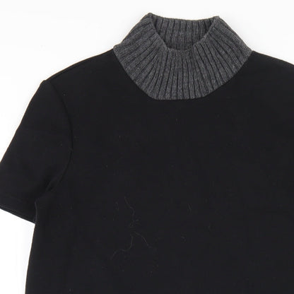 Zara Womens Black Polyester A-Line Size S Mock Neck Pullover