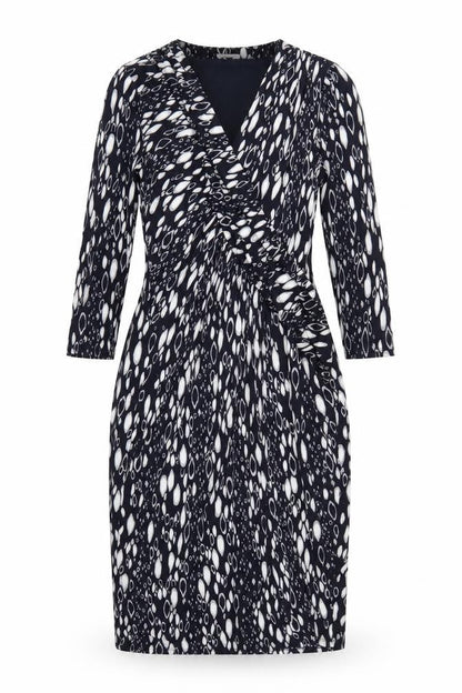 Planet Womens Blue Geometric Polyester Pencil Dress Size 8 V-Neck Pullover