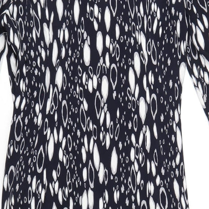 Planet Womens Blue Geometric Polyester Pencil Dress Size 8 V-Neck Pullover