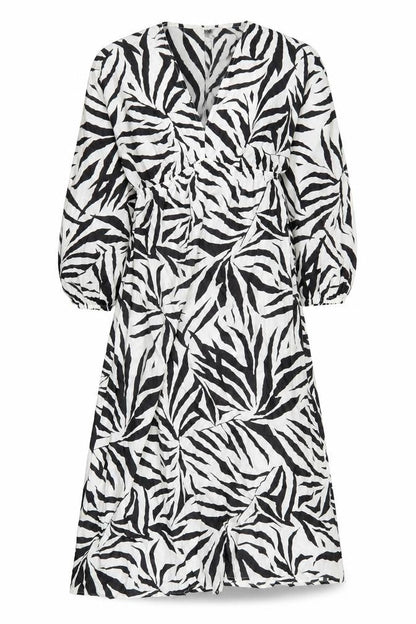 Marks and Spencer Womens White Geometric Polyester A-Line Size 10 V-Neck Pullover