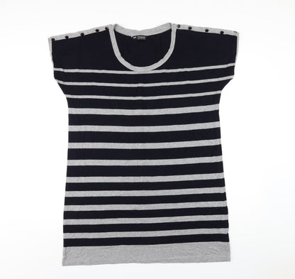 Autograph Womens Blue Striped Viscose Slip Dress Size 16 Round Neck Pullover