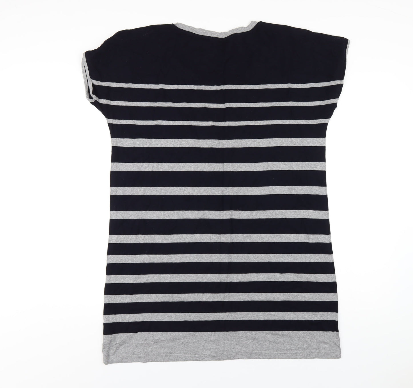 Autograph Womens Blue Striped Viscose Slip Dress Size 16 Round Neck Pullover