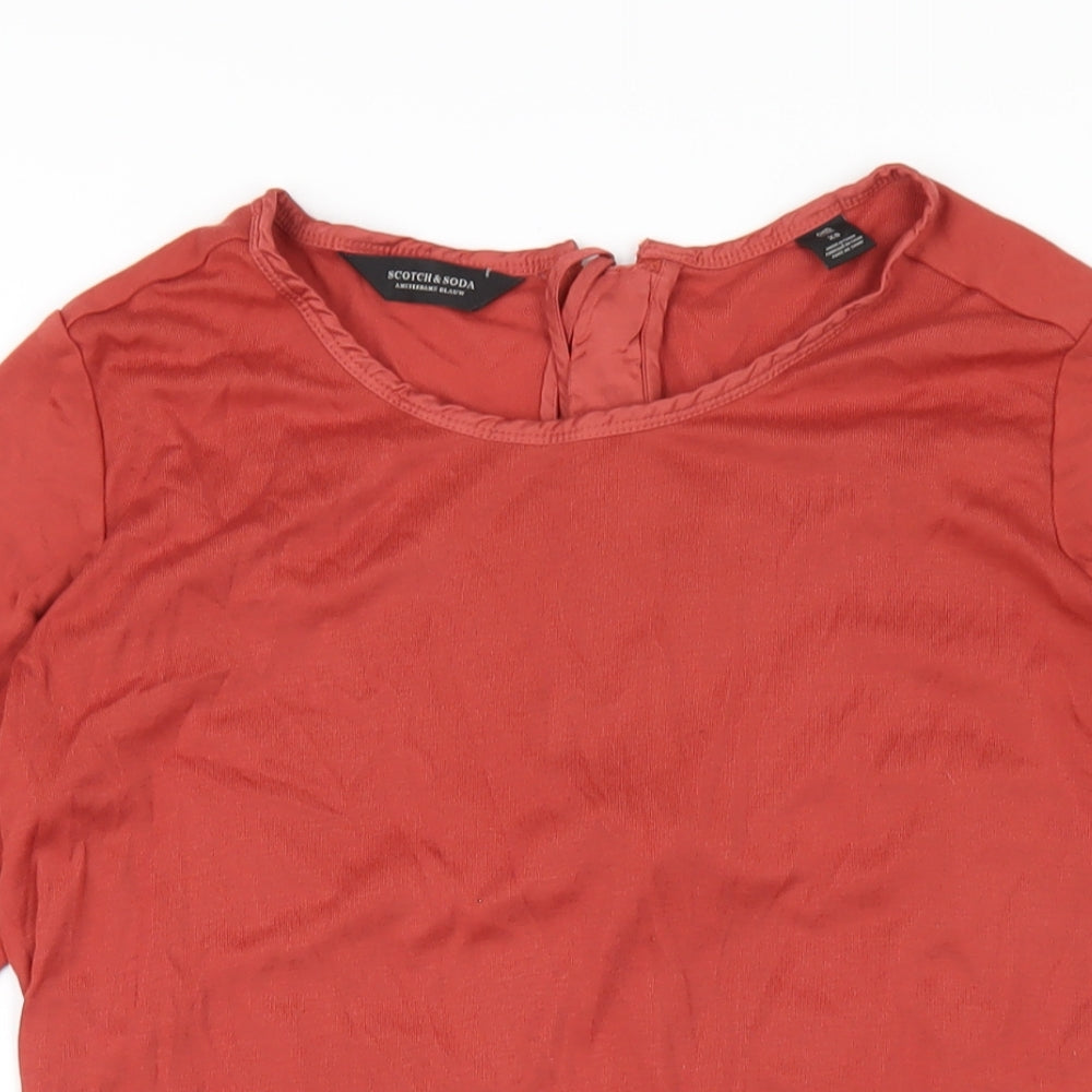 Womens UK Size XS Scotch & Soda Orange Basic T-Shirt