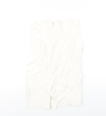 Marks and Spencer Womens Ivory Viscose Skort Skirt Size 8 Zip