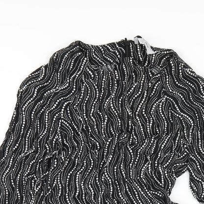 & Other Stories Womens Black Geometric Viscose Mini Size 8 Round Neck Zip
