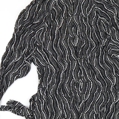 & Other Stories Womens Black Geometric Viscose Mini Size 8 Round Neck Zip