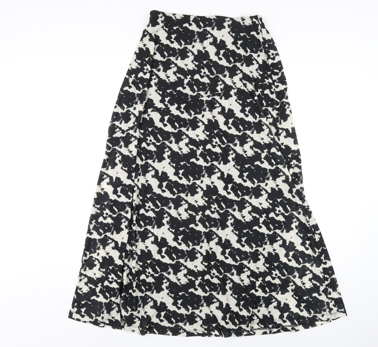 Marks and Spencer Womens Black Geometric Polyester A-Line Skirt Size 8