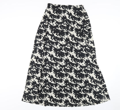 Marks and Spencer Womens Black Geometric Polyester A-Line Skirt Size 8