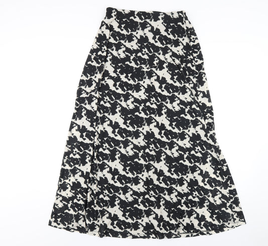 Marks and Spencer Womens Black Geometric Polyester A-Line Skirt Size 8