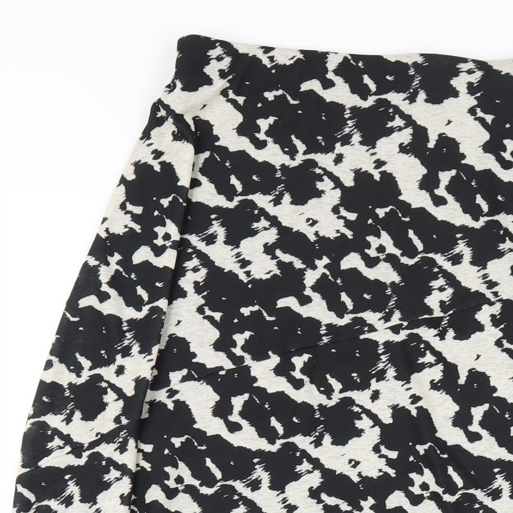 Marks and Spencer Womens Black Geometric Polyester A-Line Skirt Size 8