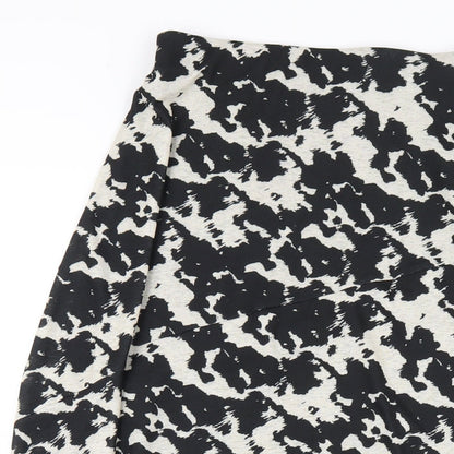 Marks and Spencer Womens Black Geometric Polyester A-Line Skirt Size 8