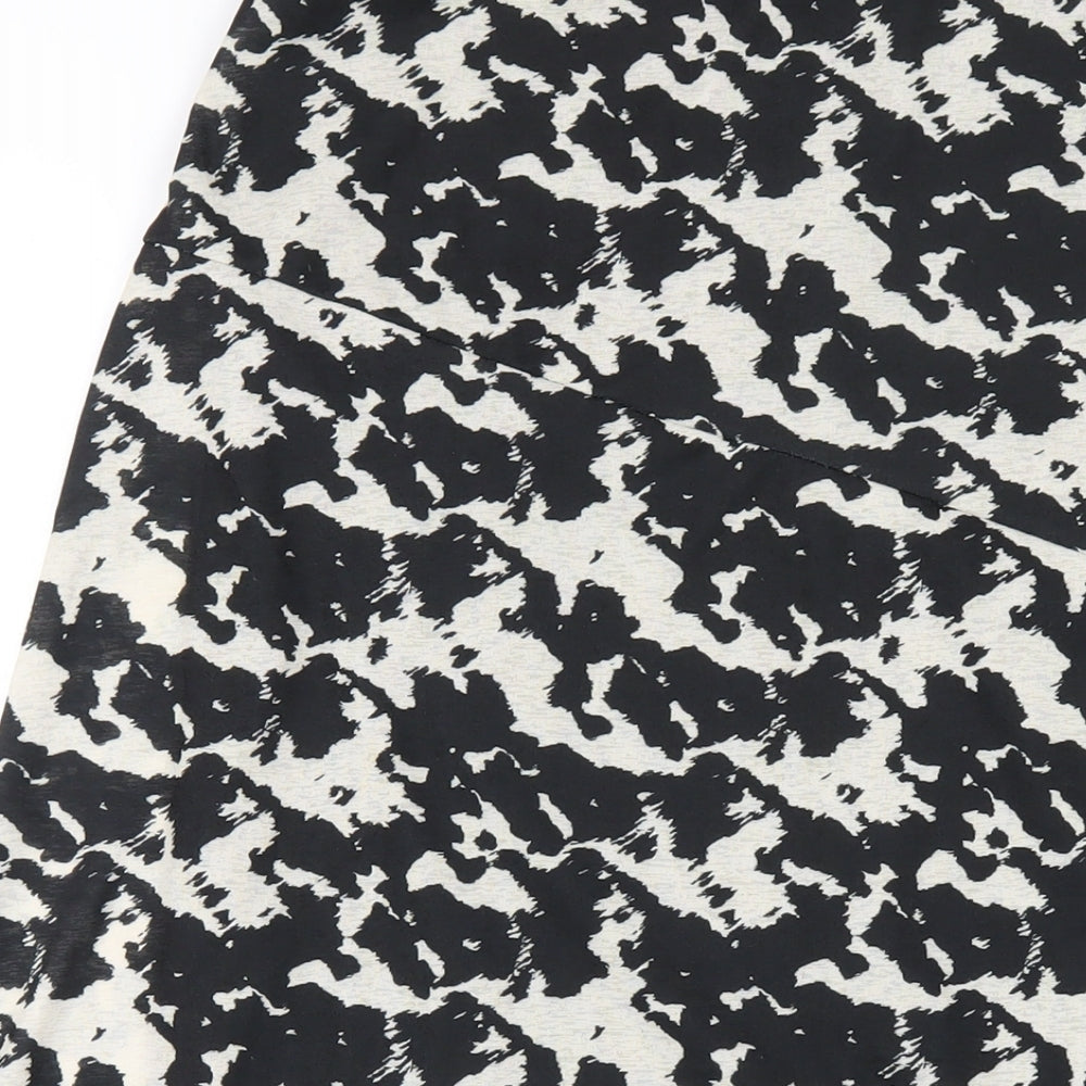 Marks and Spencer Womens Black Geometric Polyester A-Line Skirt Size 8