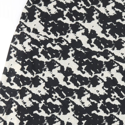 Marks and Spencer Womens Black Geometric Polyester A-Line Skirt Size 8