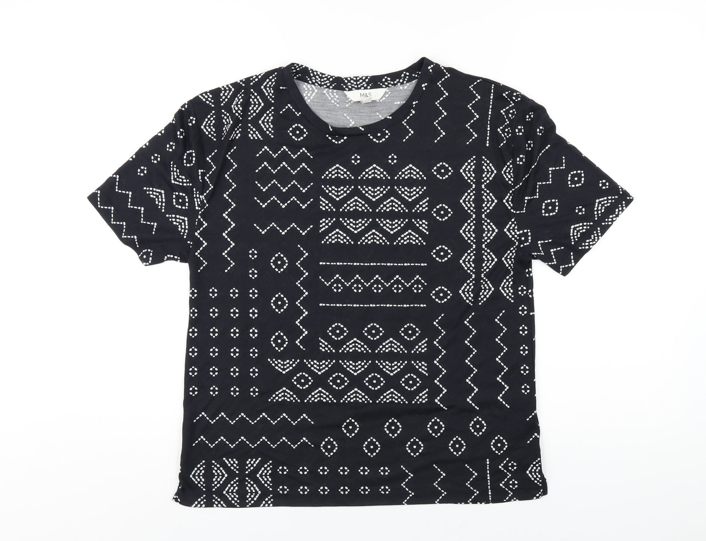 Womens UK Size 8 Marks and Spencer Black Basic T-Shirt