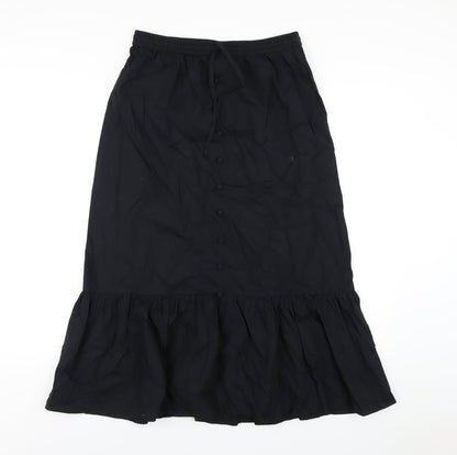Marks and Spencer Womens Black Cotton Trumpet Skirt Size 10