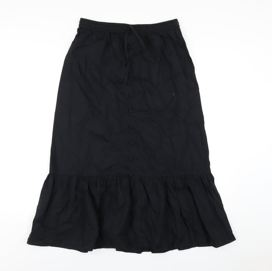 Marks and Spencer Womens Black Cotton Trumpet Skirt Size 10
