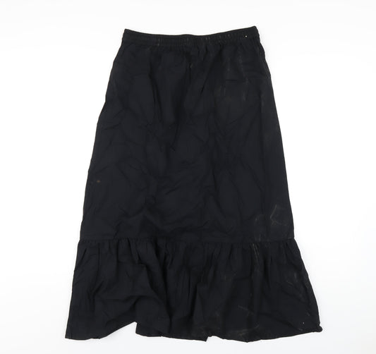 Marks and Spencer Womens Black Cotton Trumpet Skirt Size 10