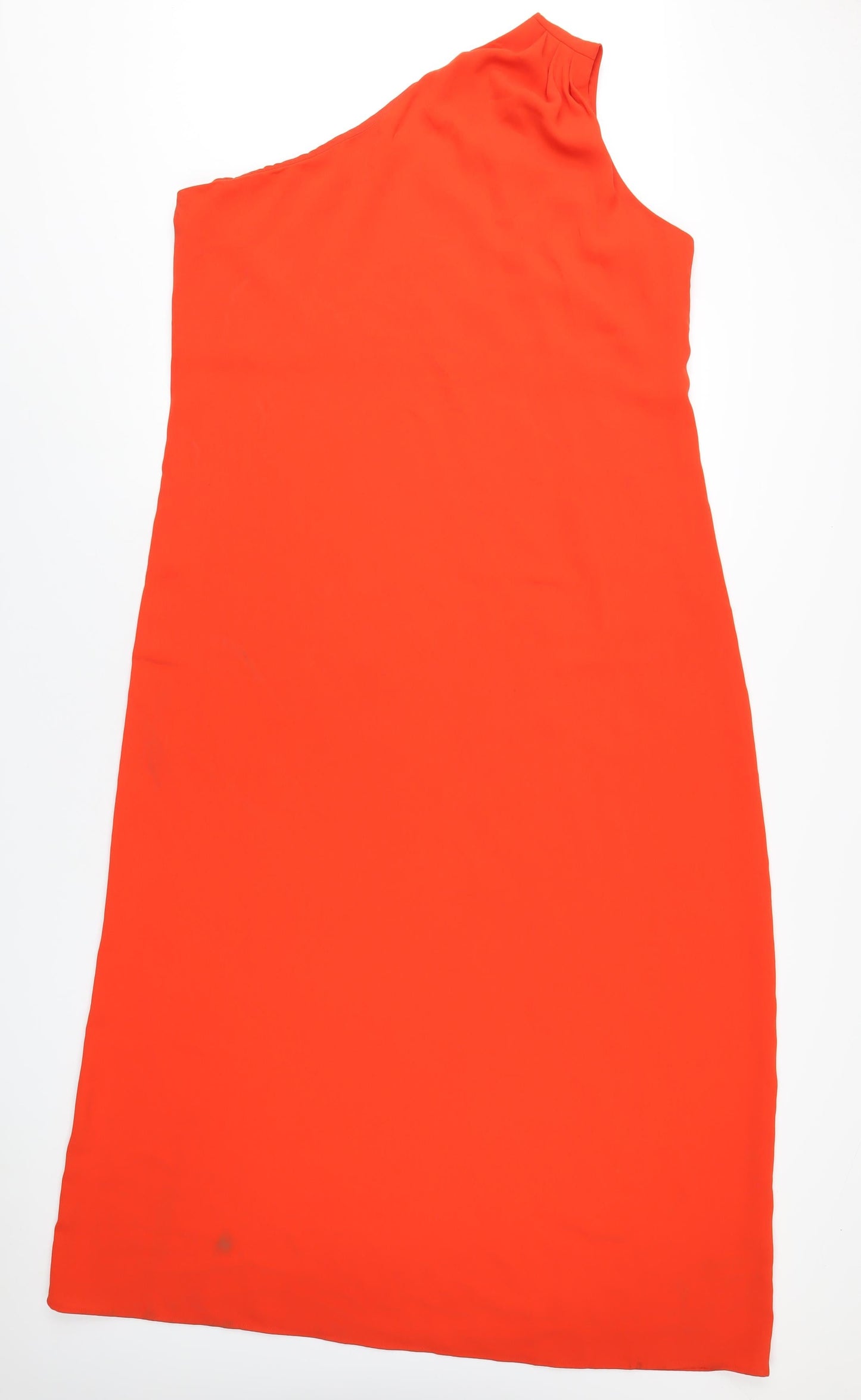 Marks and Spencer Womens Red Polyester A-Line Size 18 One Shoulder Zip