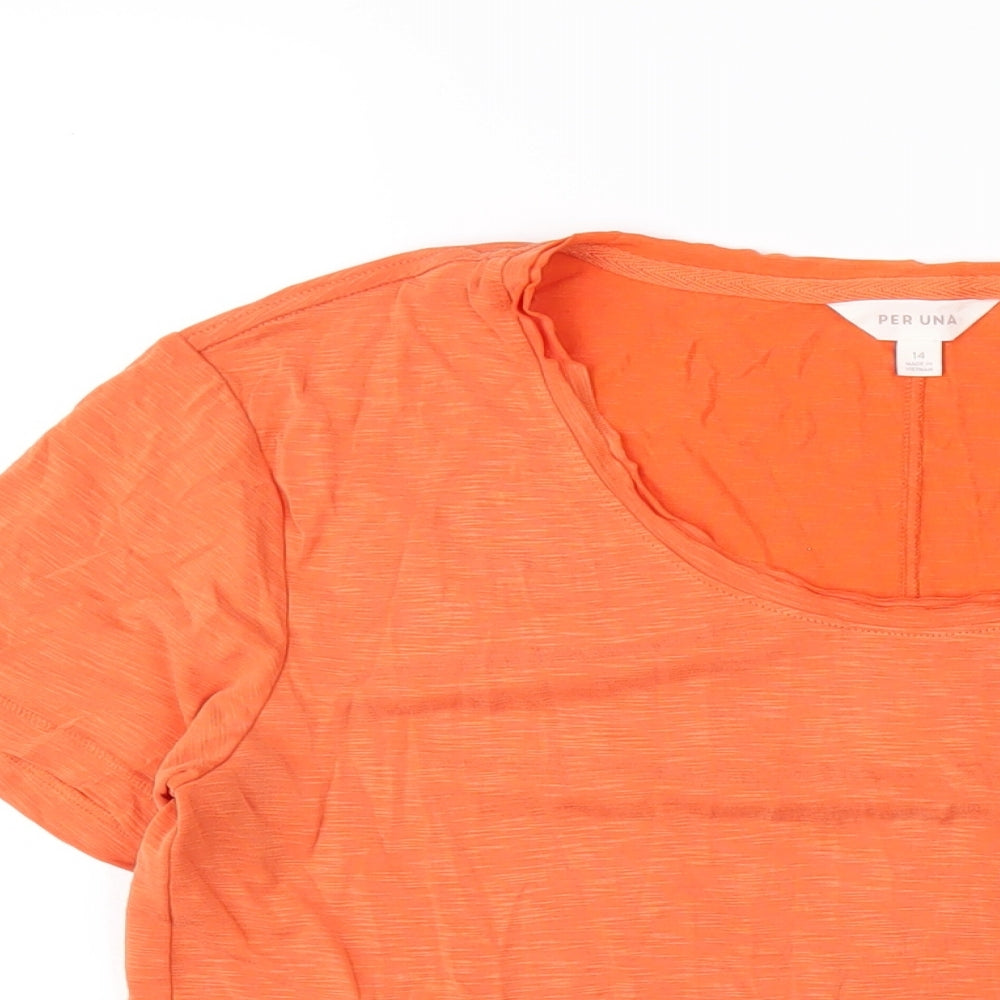 Womens UK Size 14 Per Una Orange Basic T-Shirt