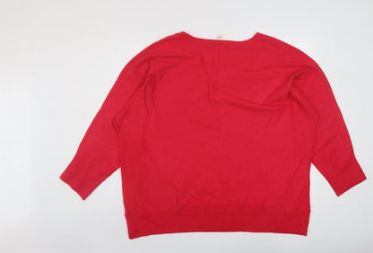Terry Sky Womens Pink V-Neck Viscose Pullover Jumper Size XL