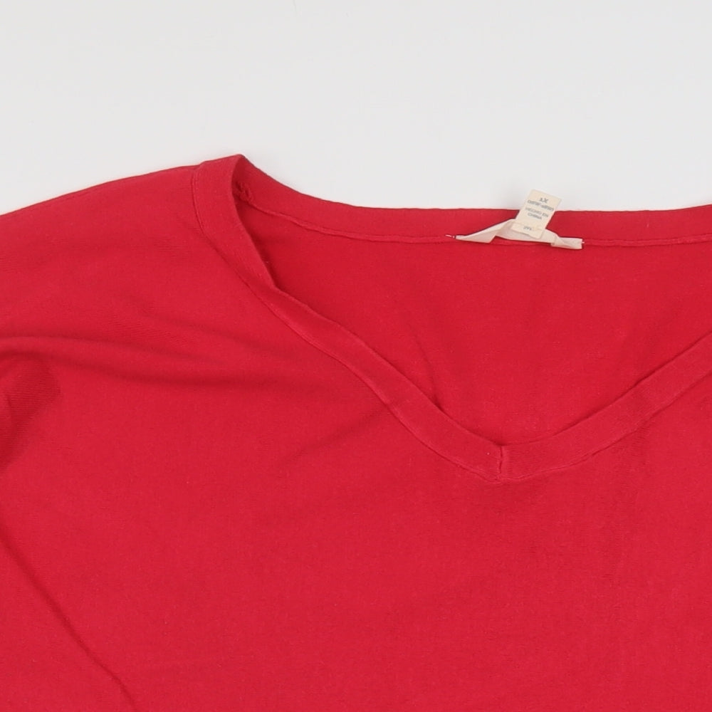 Terry Sky Womens Pink V-Neck Viscose Pullover Jumper Size XL