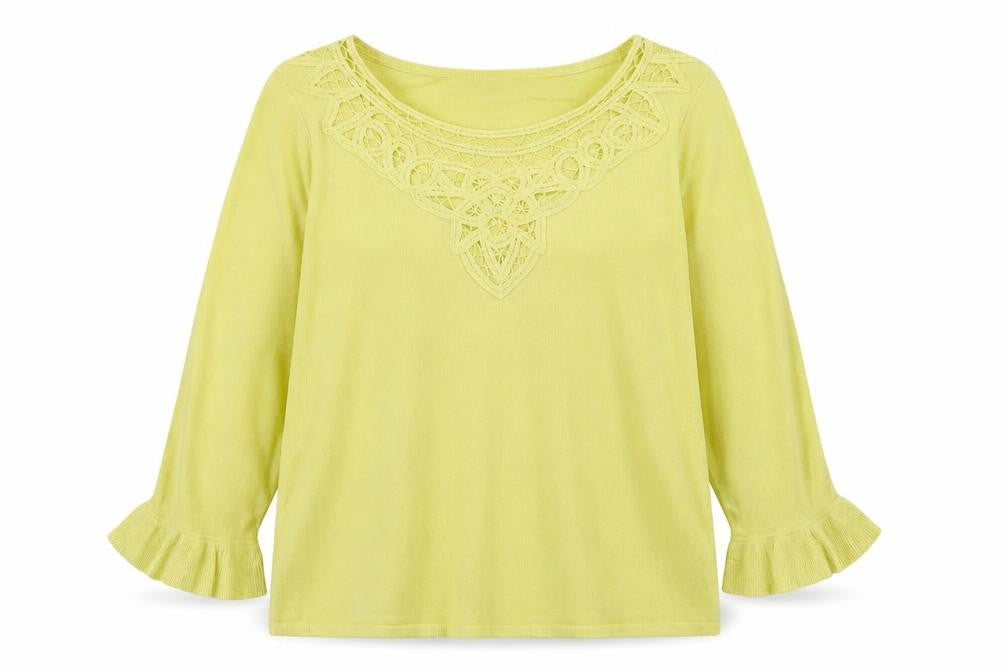 M&Co Womens Yellow Round Neck Viscose Pullover Jumper Size 20