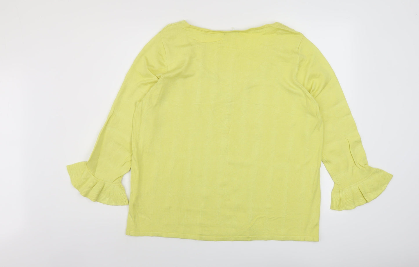 M&Co Womens Yellow Round Neck Viscose Pullover Jumper Size 20
