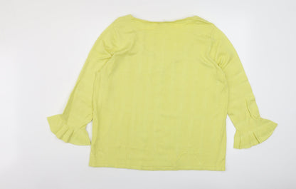 M&Co Womens Yellow Round Neck Viscose Pullover Jumper Size 20