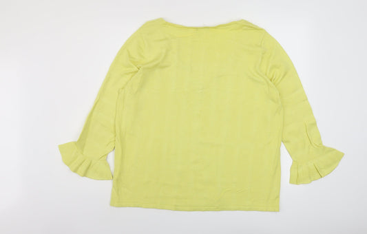 M&Co Womens Yellow Round Neck Viscose Pullover Jumper Size 20