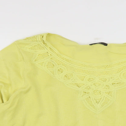 M&Co Womens Yellow Round Neck Viscose Pullover Jumper Size 20