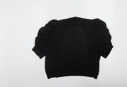 Agenda Womens Black V-Neck Viscose Shrug Jumper Size 12