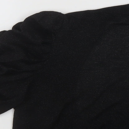 Agenda Womens Black V-Neck Viscose Shrug Jumper Size 12