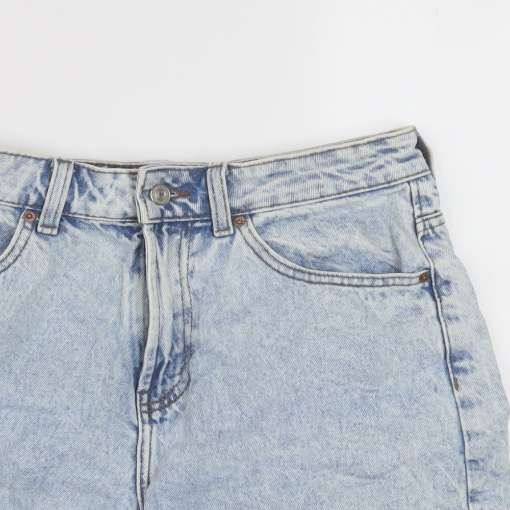 Denim & Co. Womens Blue Cotton Mom Shorts Size 10 L5 in Regular Button