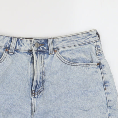 Denim & Co. Womens Blue Cotton Mom Shorts Size 10 L5 in Regular Button