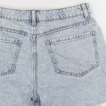 Denim & Co. Womens Blue Cotton Mom Shorts Size 10 L5 in Regular Button