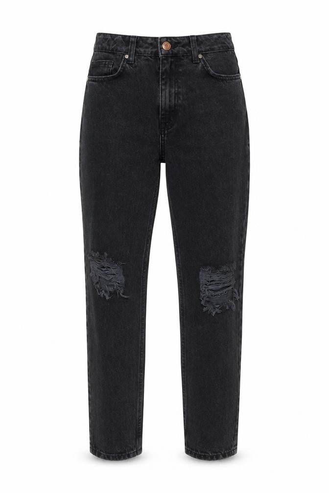 NEXT Womens Grey Cotton Mom Jeans Size 6 L25 in Regular Button
