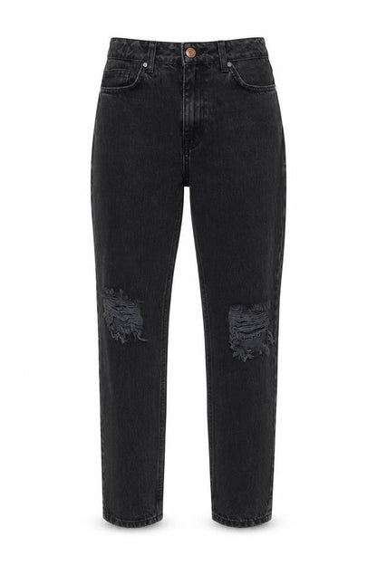 NEXT Womens Grey Cotton Mom Jeans Size 6 L25 in Regular Button