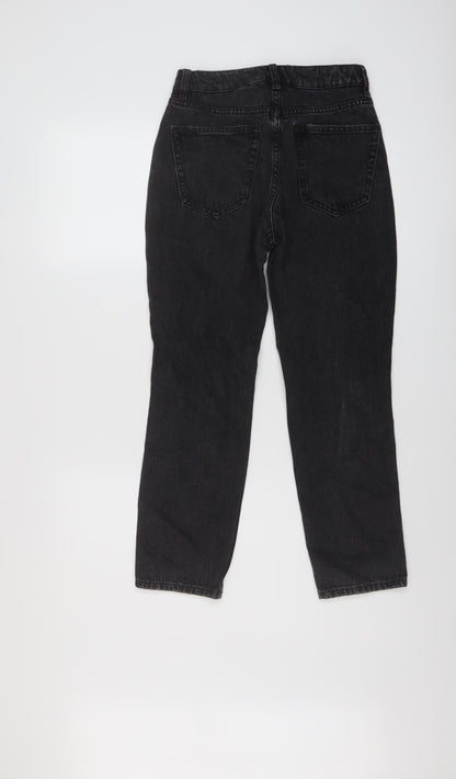 NEXT Womens Grey Cotton Mom Jeans Size 6 L25 in Regular Button
