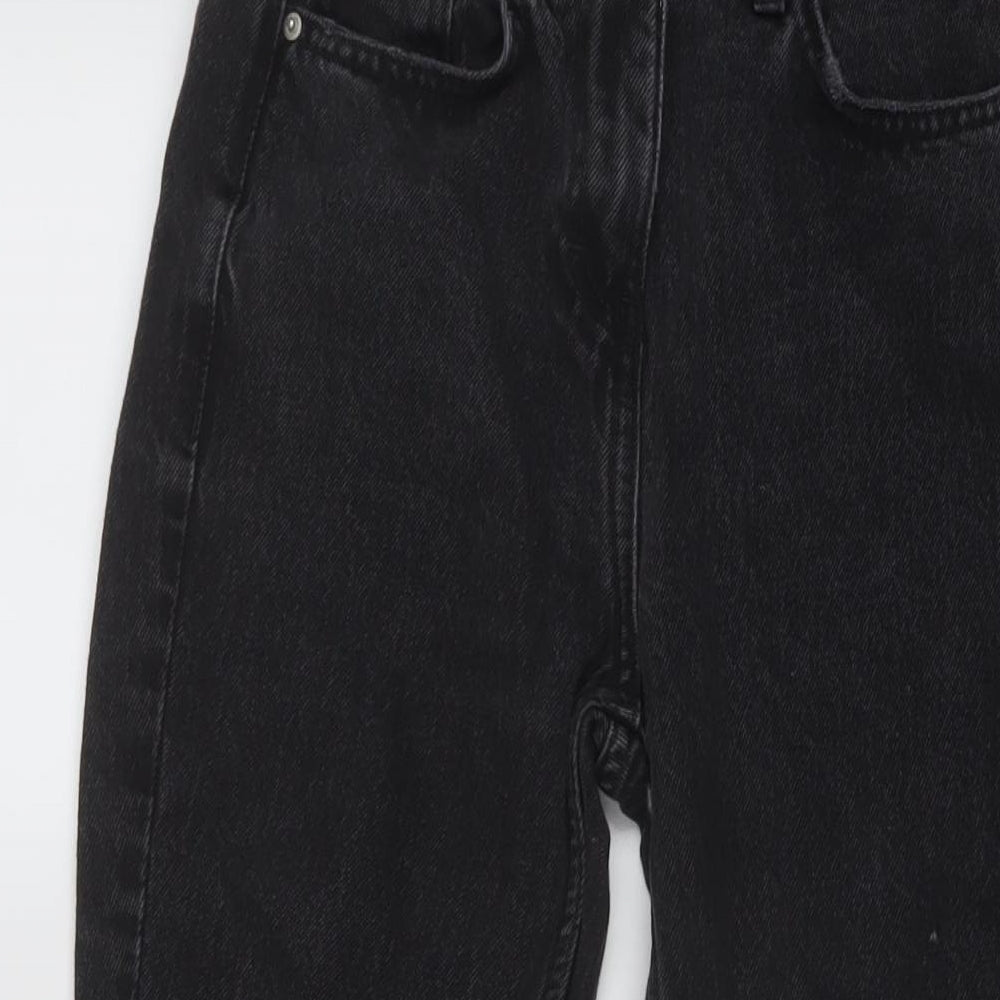 NEXT Womens Grey Cotton Mom Jeans Size 6 L25 in Regular Button